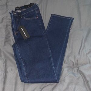 Just black denim dark wash straight leg skinny